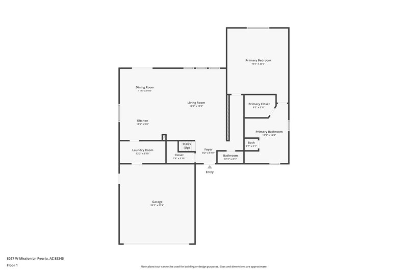 2,520/Mo, 8027 W Mission Lane Peoria, AZ 85345 Floor Plan View