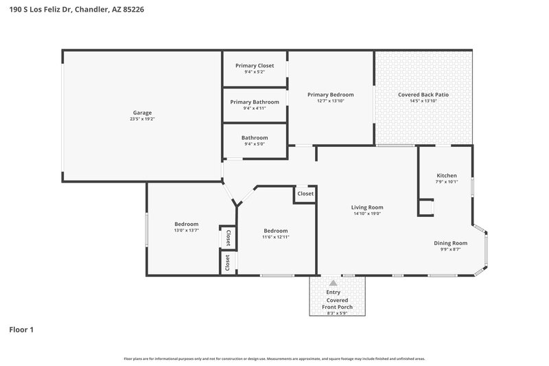 2,120/Mo, 190 S Los Feliz Dr Chandler, AZ 85226 Floor Plan View