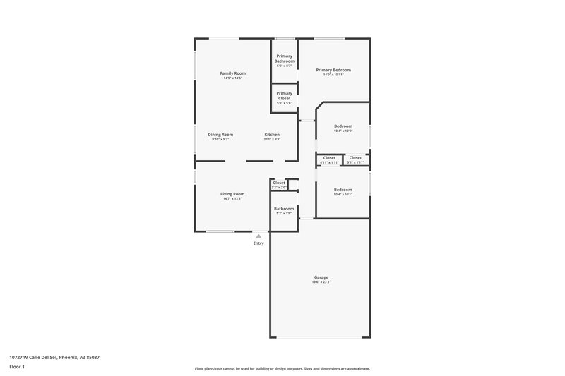 1,850/Mo, 10727 W Calle Del Sol Phoenix, AZ 85037 Floor Plan View