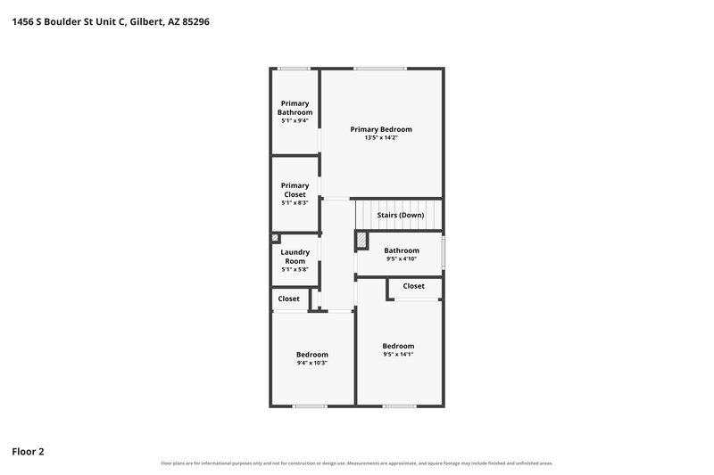 2,180/Mo, 1456 S Boulder St Unit C Gilbert, AZ 85296 Floor Plan View 2