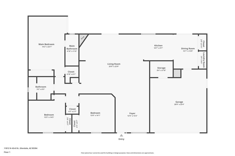 2,160/Mo, 11812 N 43rd Dr Glendale, AZ 85304 Floor Plan View