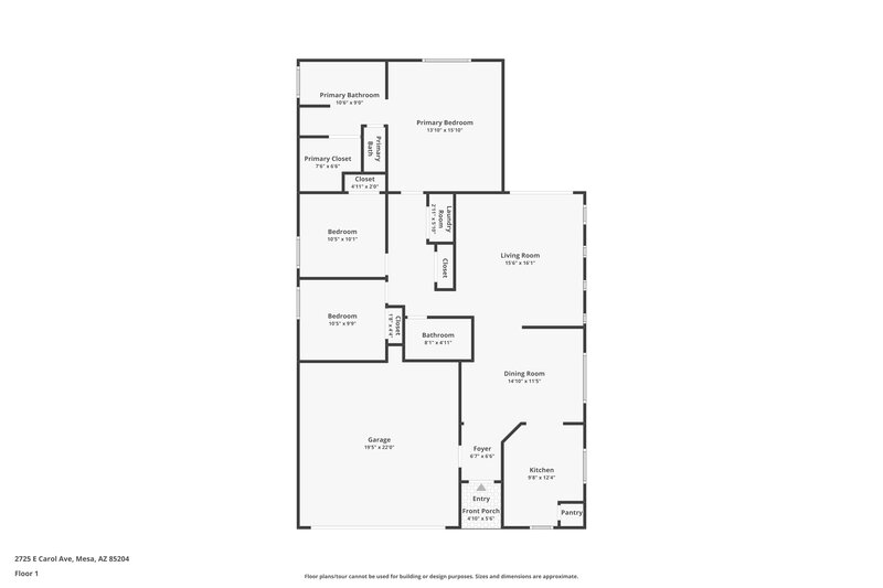2,165/Mo, 2725 E Carol Ave Mesa, AZ 85204 Floor Plan View