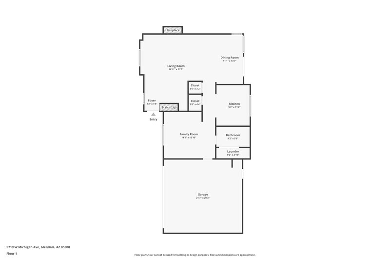 2,125/Mo, 5719 W Michigan Ave Glendale, AZ 85308 Floor Plan View
