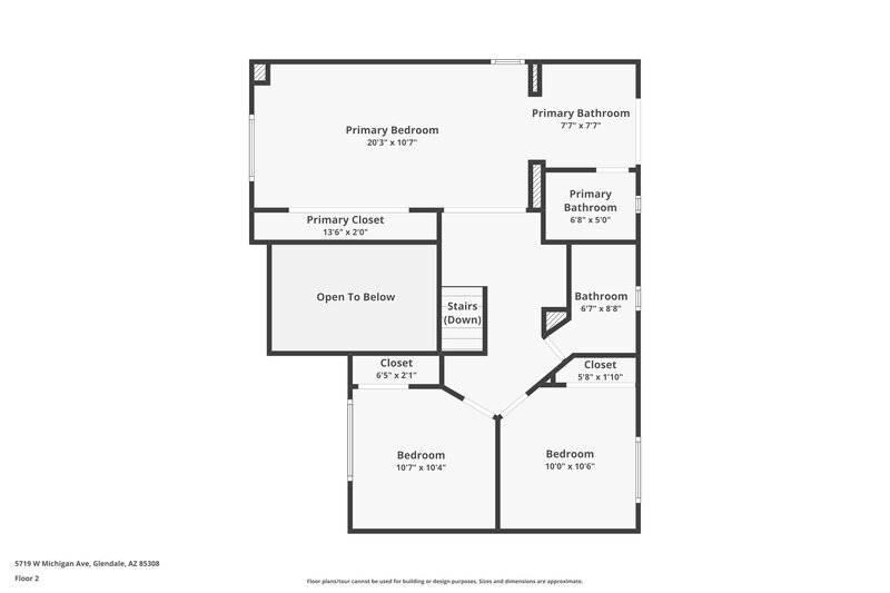 2,125/Mo, 5719 W Michigan Ave Glendale, AZ 85308 Floor Plan View 2