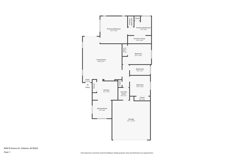 1,760/Mo, 8556 W Sonora St Tolleson, AZ 85353 Floor Plan View
