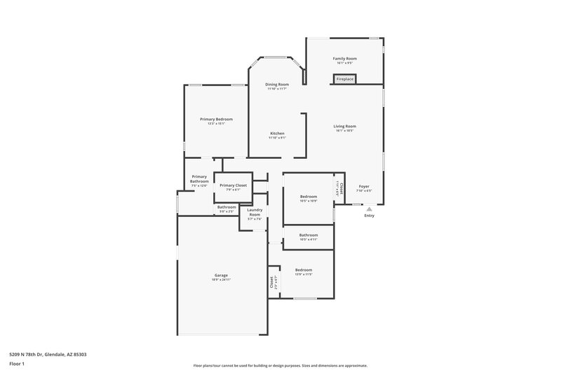 2,030/Mo, 5209 N 78th Dr Glendale, AZ 85303 Floor Plan View