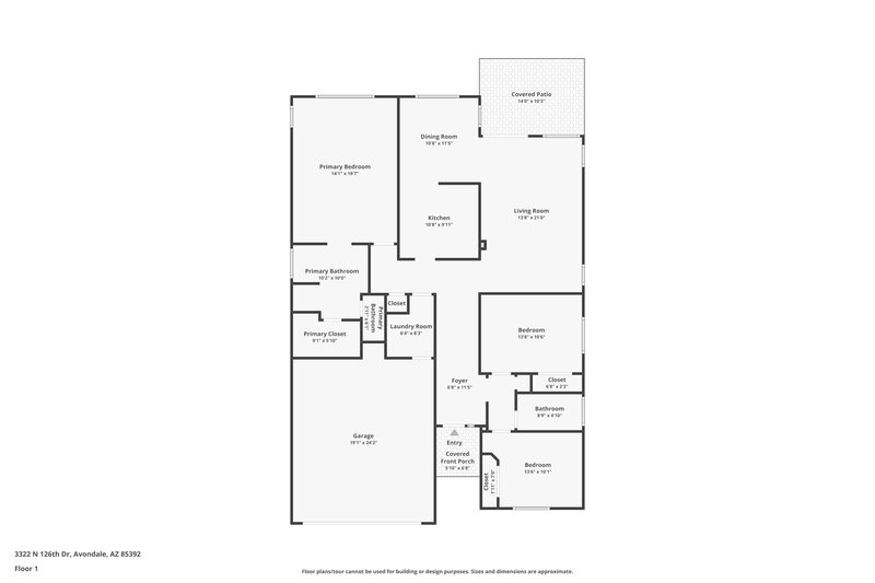 2,120/Mo, 3322 N 126th Dr Avondale, AZ 85392 Floor Plan View