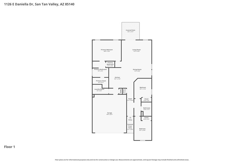 2,620/Mo, 1126 E Daniella Dr San Tan Valley, AZ 85140 Floor Plan View