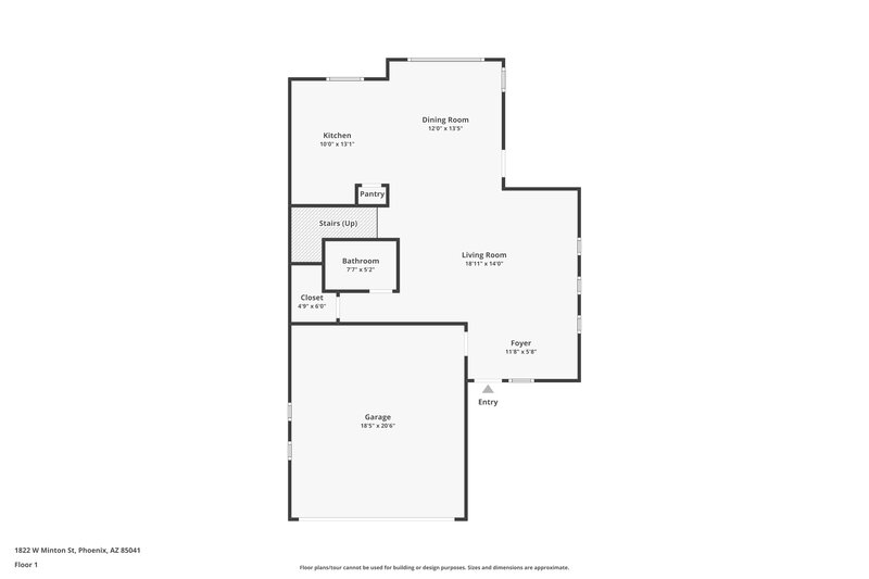 1,860/Mo, 1822 W Minton Street Phoenix, AZ 85041 Floor Plan View