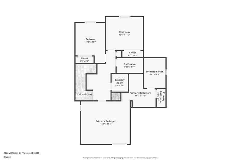1,860/Mo, 1822 W Minton Street Phoenix, AZ 85041 Floor Plan View 2