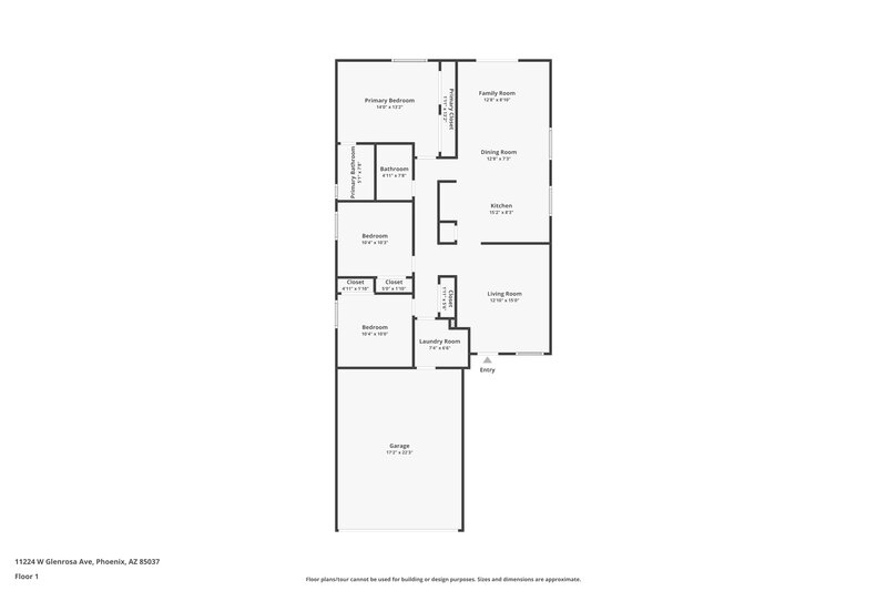 1,755/Mo, 11224 W Glenrosa Ave Phoenix, AZ 85037 Floor Plan View