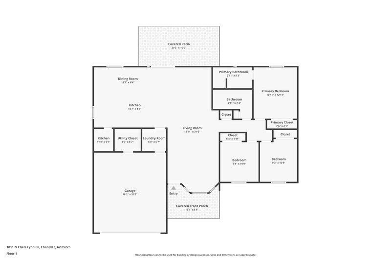 2,300/Mo, 1811 N Cheri Lynn Dr Chandler, AZ 85225 Floor Plan View