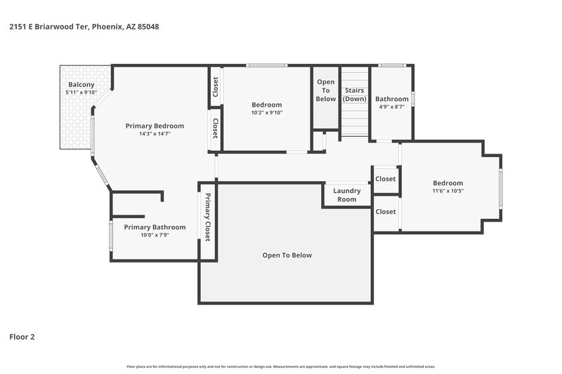 2,345/Mo, 2151 E Briarwood Ter Phoenix, AZ 85048 Floor Plan View 2