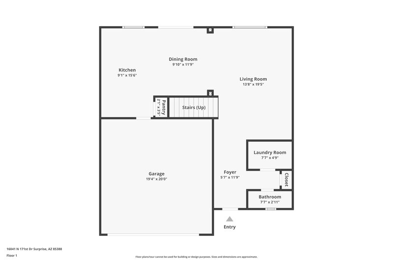 2,130/Mo, 16041 N 171st Dr Surprise, AZ 85388 Floor Plan View