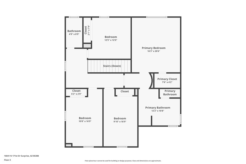 2,130/Mo, 16041 N 171st Dr Surprise, AZ 85388 Floor Plan View 2