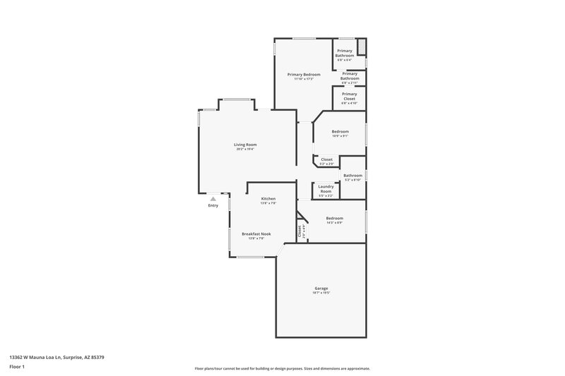 1,800/Mo, 13362 W Mauna Loa Ln Surprise, AZ 85379 Floor Plan View