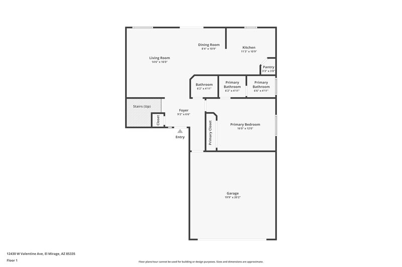2,040/Mo, 12430 W Valentine Ave El Mirage, AZ 85335 Floor Plan View