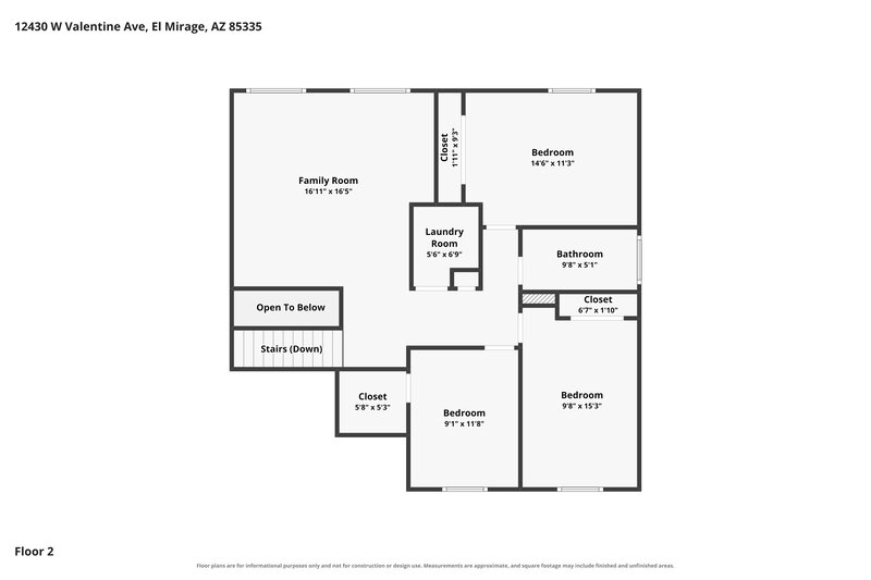 1,925/Mo, 12430 W Valentine Ave El Mirage, AZ 85335 Floor Plan View 2