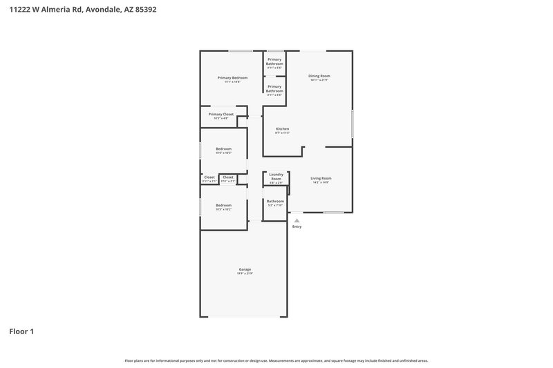 1,875/Mo, 11222 W Almeria Rd Avondale, AZ 85392 Floorplan View