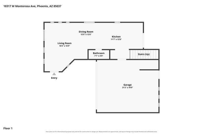 1,815/Mo, 10317 W Monterosa Ave Phoenix, AZ 85037 Floor Plan View
