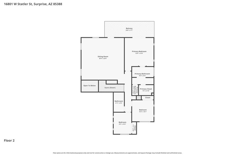 2,215/Mo, 16801 W Statler Street Surprise, AZ 85388 Floor Plan View 2