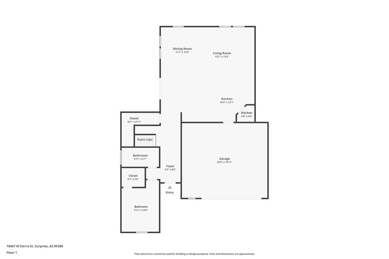 2,005/Mo, 16667 W Sierra St Surprise, AZ 85388 Floor Plan View