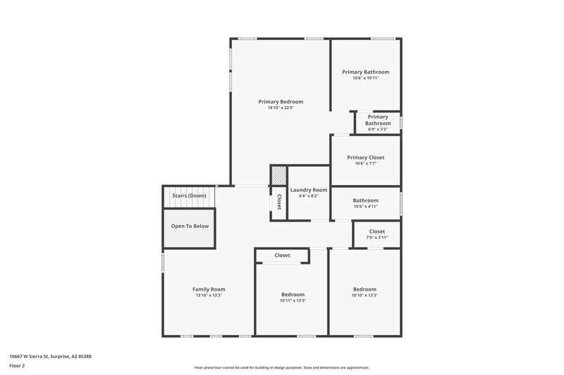 2,005/Mo, 16667 W Sierra St Surprise, AZ 85388 Floor Plan View 2