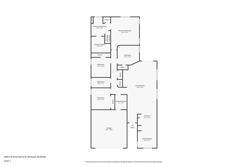 1,825/Mo, 25021 W Vista Norte St Buckeye, AZ 85326 Floor Plan View