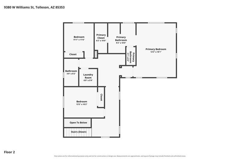 2,225/Mo, 9380 W Williams St Tolleson, AZ 85353 Floor Plan View 2