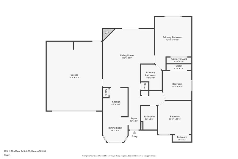 2,045/Mo, 1616 N Alta Mesa Dr # 59 Mesa, AZ 85205 Floor Plan View