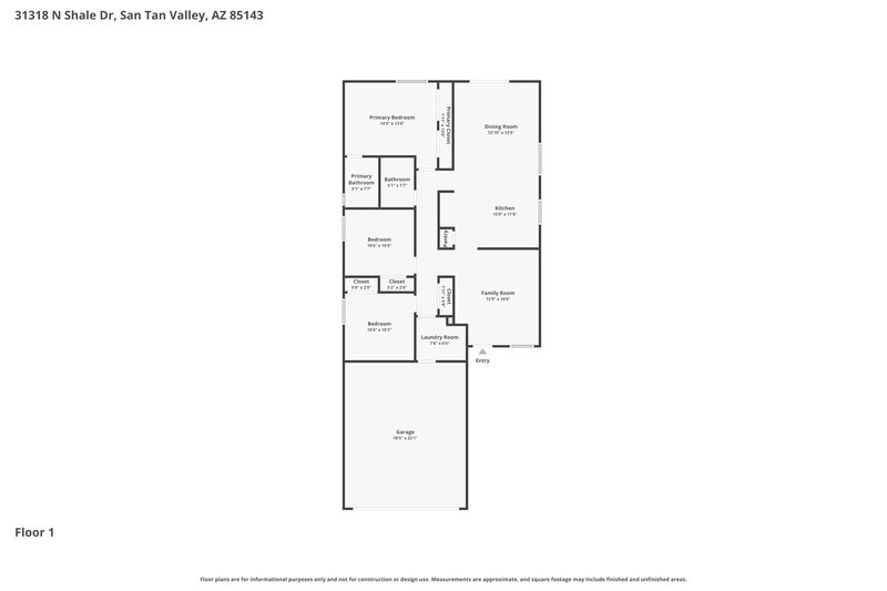 1,685/Mo, 31318 N Shale Dr San Tan Valley, AZ 85143 Floor Plan View