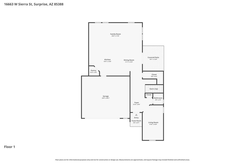 2,050/Mo, 16663 W Sierra Street Surprise, AZ 85388 Floor Plan View