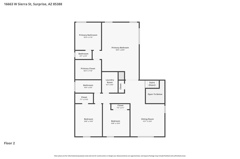 2,050/Mo, 16663 W Sierra Street Surprise, AZ 85388 Floor Plan View 2