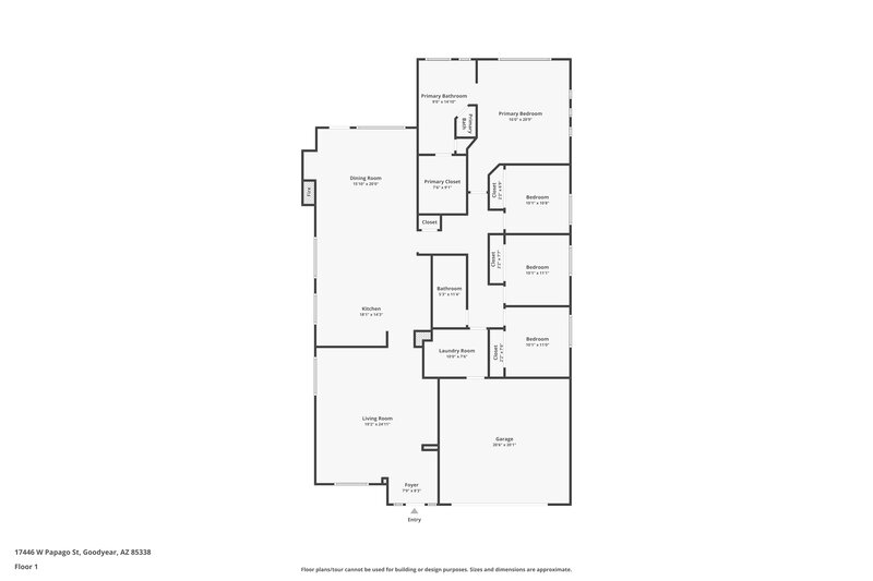 2,280/Mo, 17446 W Papago Street Goodyear, AZ 85338 Floor Plan View