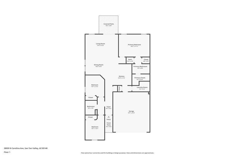 1,780/Mo, 38059 N Carolina Avenue San Tan Valley, AZ 85140 Floor Plan View