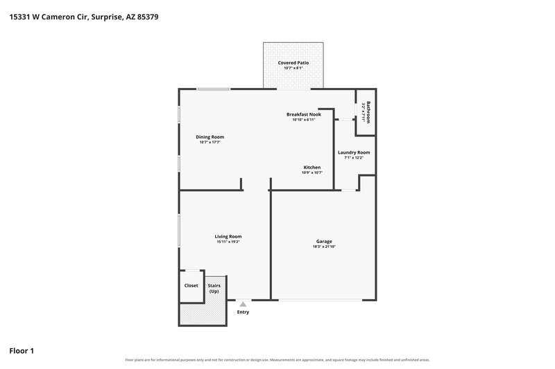 2,130/Mo, 15331 W Cameron Circle Surprise, AZ 85379 Floor Plan View
