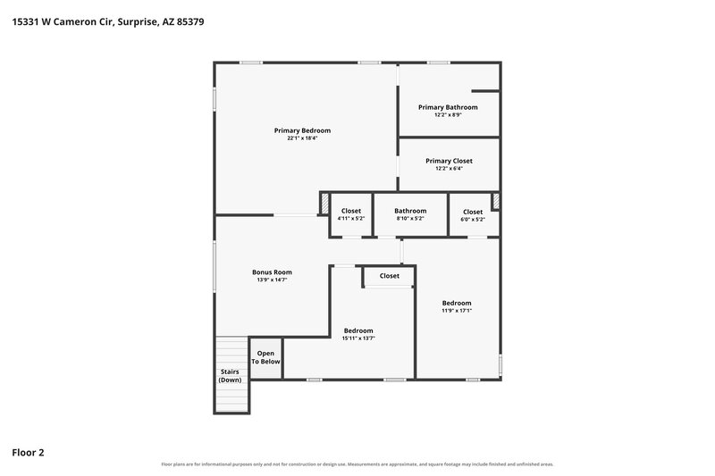 2,130/Mo, 15331 W Cameron Circle Surprise, AZ 85379 Floor Plan View 2