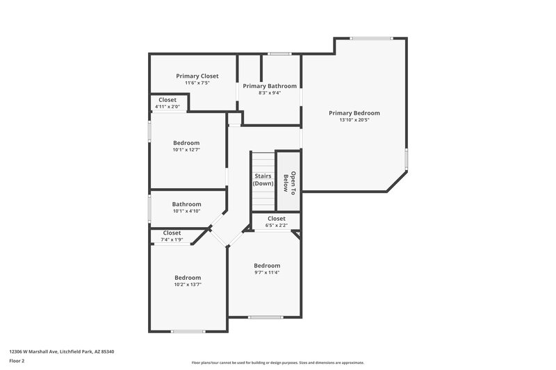 2,225/Mo, 12306 W Marshall Ave Litchfield Park, AZ 85340 Floor Plan View 2