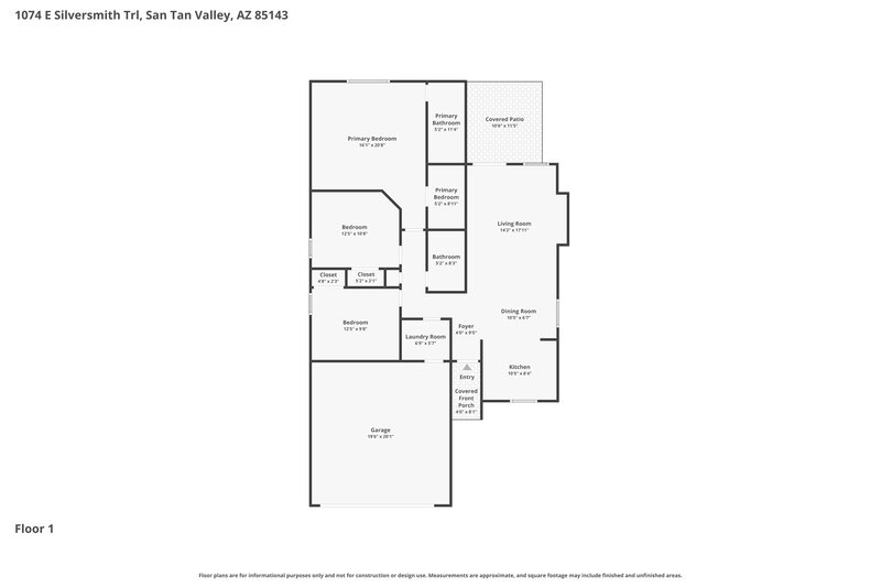 1,630/Mo, 1074 E Silversmith Trl San Tan Valley, AZ 85143 Floor Plan View