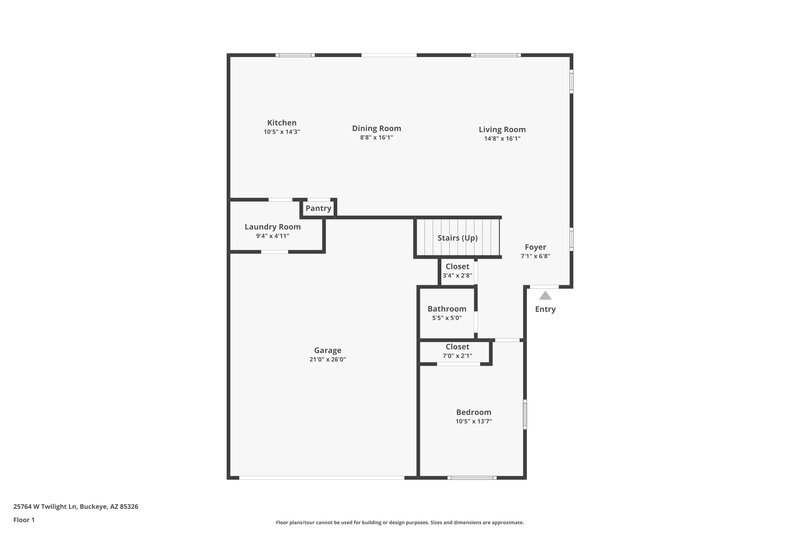 1,925/Mo, 25764 W Twilight Ln Buckeye, AZ 85326 Floor Plan View