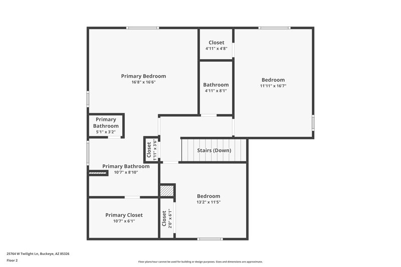 1,925/Mo, 25764 W Twilight Ln Buckeye, AZ 85326 Floor Plan View 2