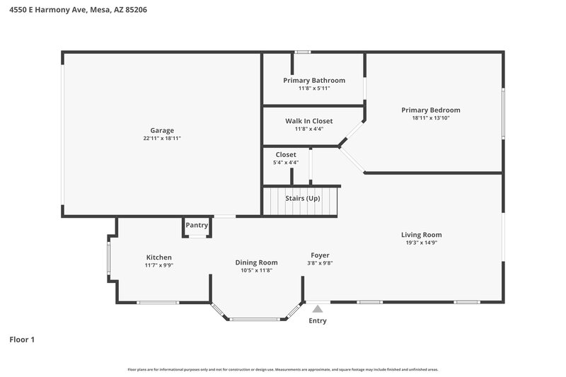 2,195/Mo, 4550 E Harmony Ave Mesa, AZ 85206 Floor Plan View