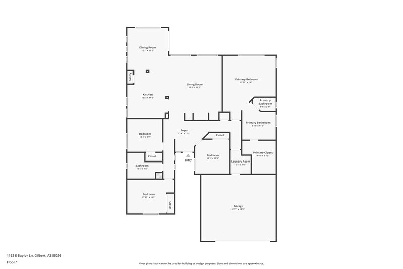 2,480/Mo, 1162 E Baylor Ln Gilbert, AZ 85296 Floor Plan View