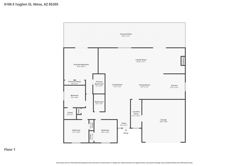 2,350/Mo, 6106 E Ivyglen St Mesa, AZ 85205 Floor Plan View