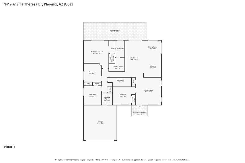 2,545/Mo, 1419 W Villa Theresa Dr Phoenix, AZ 85023 Floor Plan View