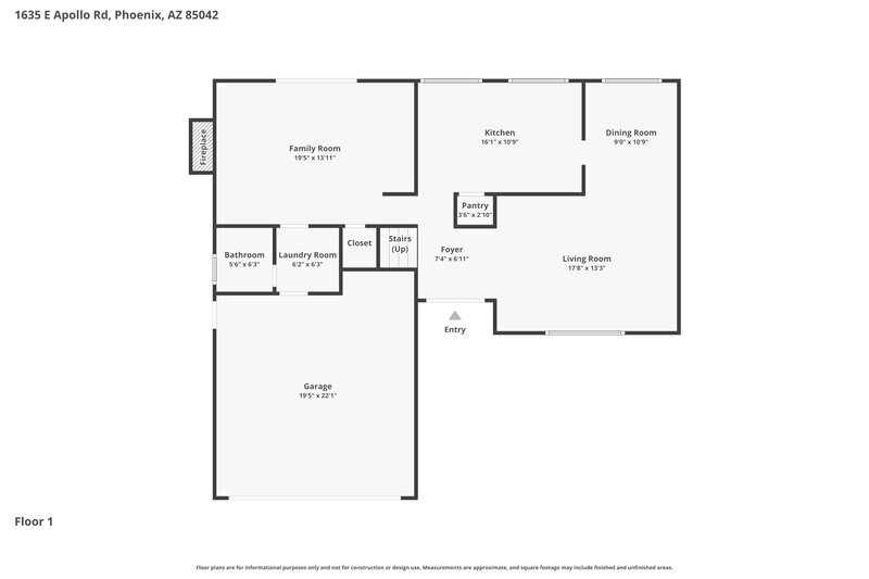 2,390/Mo, 1635 E Apollo Rd Phoenix, AZ 85042 Floor Plan View