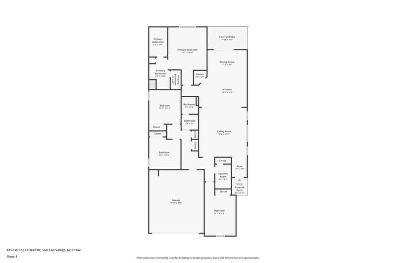 2,015/Mo, 4157 W Copperleaf Drive Queen Creek, AZ 85142 Floor Plan View