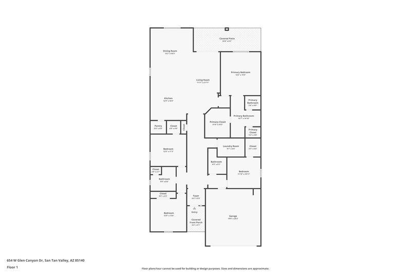 2,300/Mo, 654 W Glen Canyon Dr San Tan Valley, AZ 85140 Floor Plan View