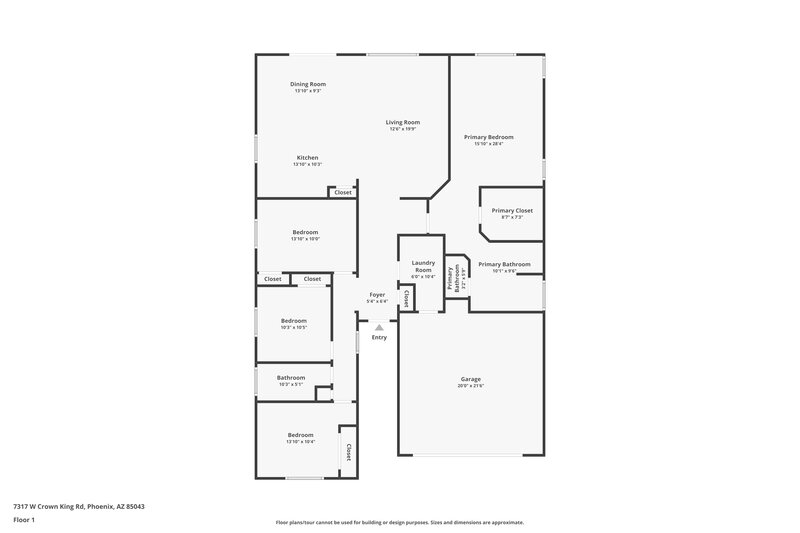 2,215/Mo, 7317 W Crown King Rd Phoenix, AZ 85043 Floor Plan View