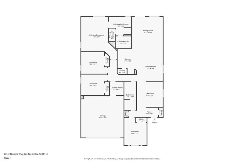 1,845/Mo, 27741 N Amira Way Queen Creek, AZ 85143 Floor Plan View